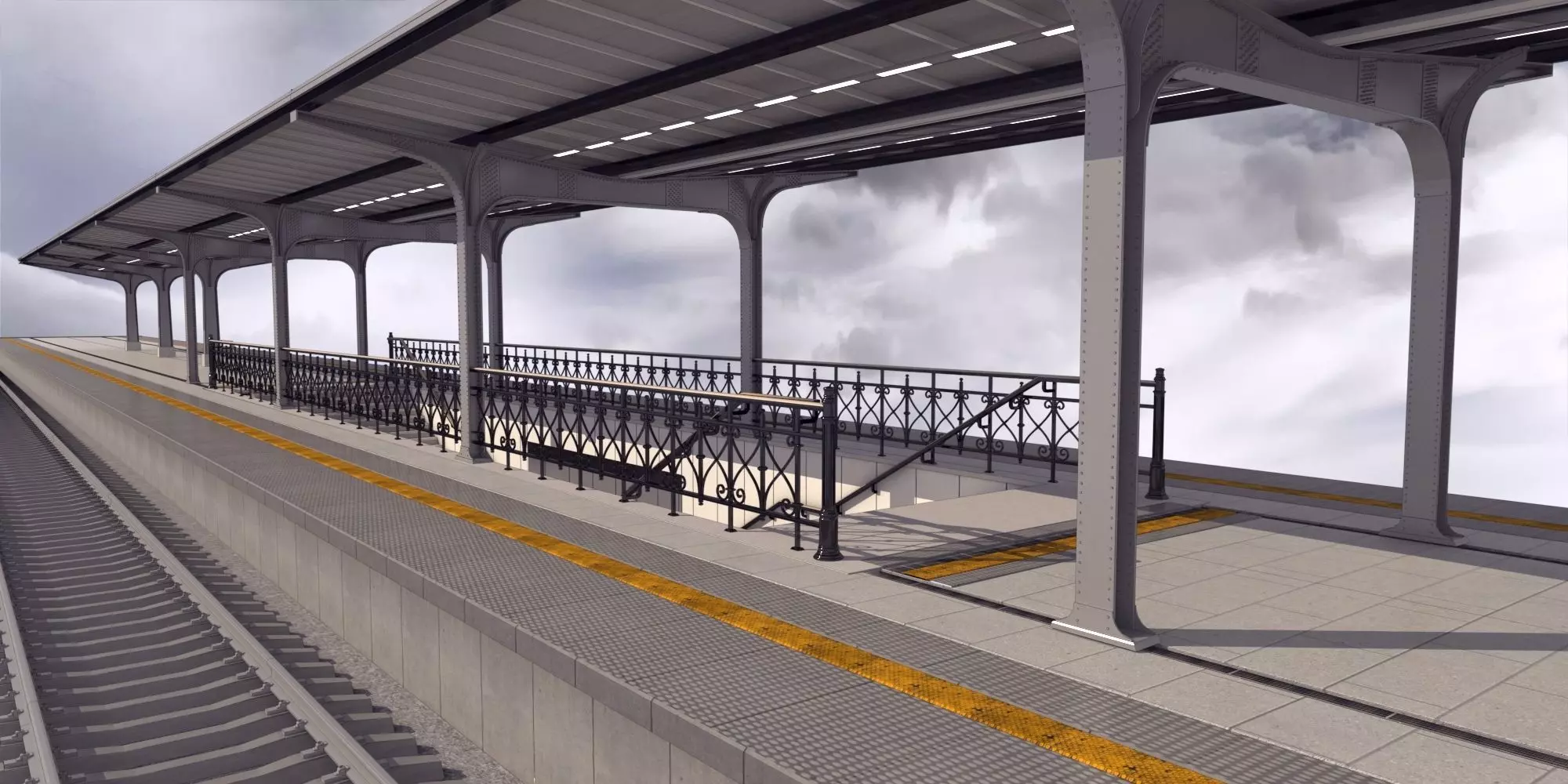Train platform 3D model 3D model_0