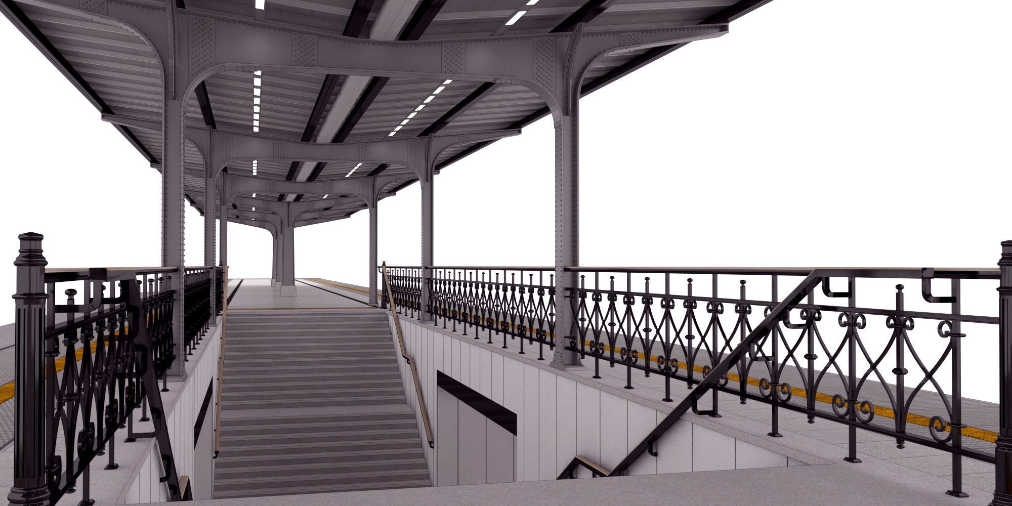 Train platform 3D model 3D model_4