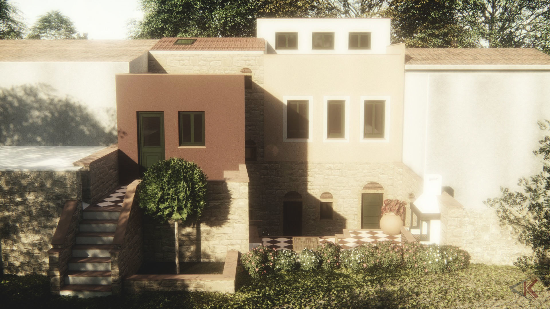House in Greek village 3D model_1