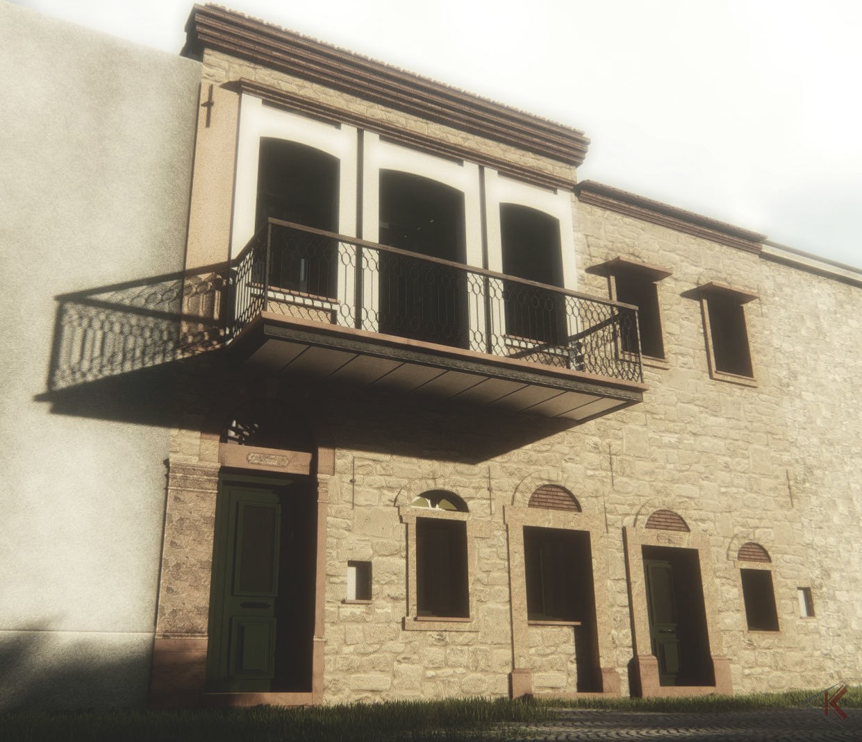 House in Greek village 3D model_4