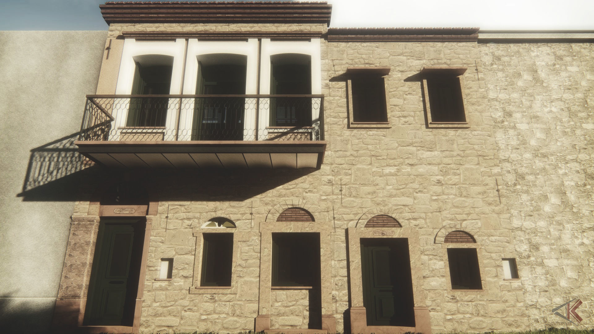 House in Greek village 3D model_3