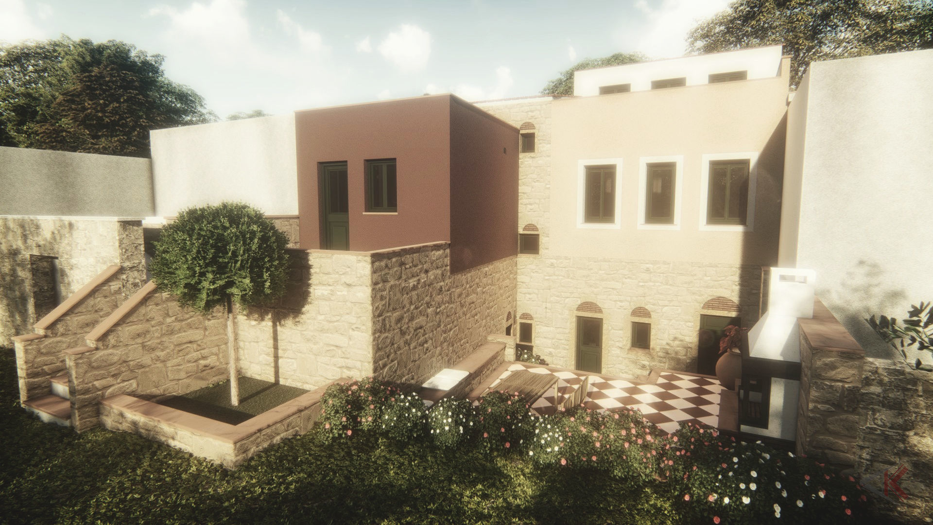 House in Greek village 3D model_2