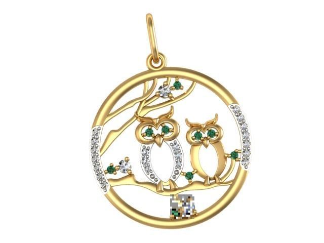 Pendant Two Owls 3D print model_1