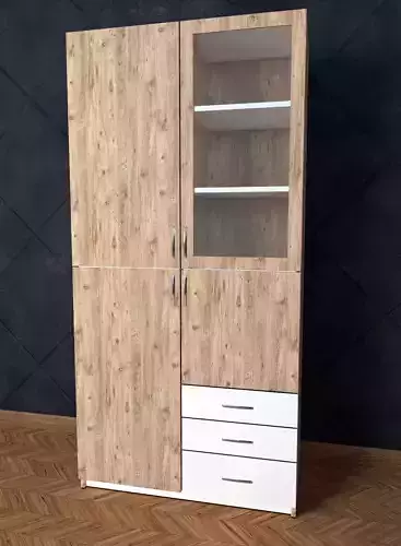 Wardrobe wooden cabinet with two drawers Free 3D model