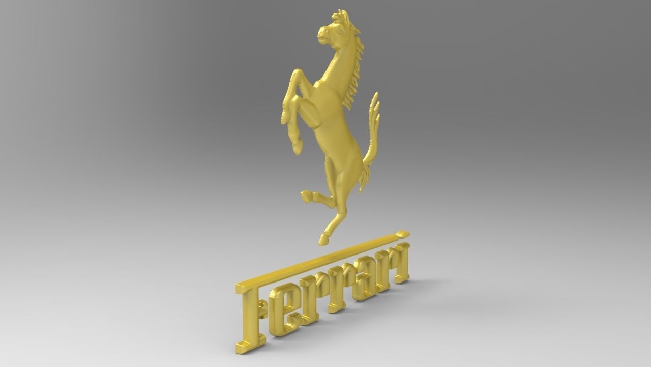 Ferrari Prancing Horse Logo Bas Relief for CNC 3D Print STL 3D print model_5