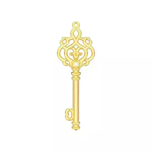 Decorative key pendant with one gemstone