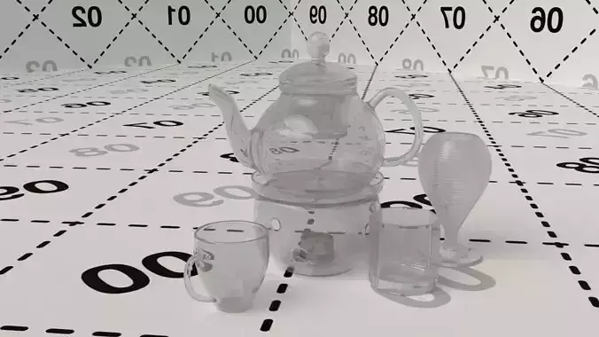 Glass teapot with cup