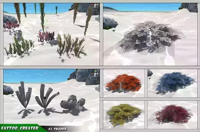 Under Water Plant Collection Pack Low Poly 3D Model Low-poly 3D model