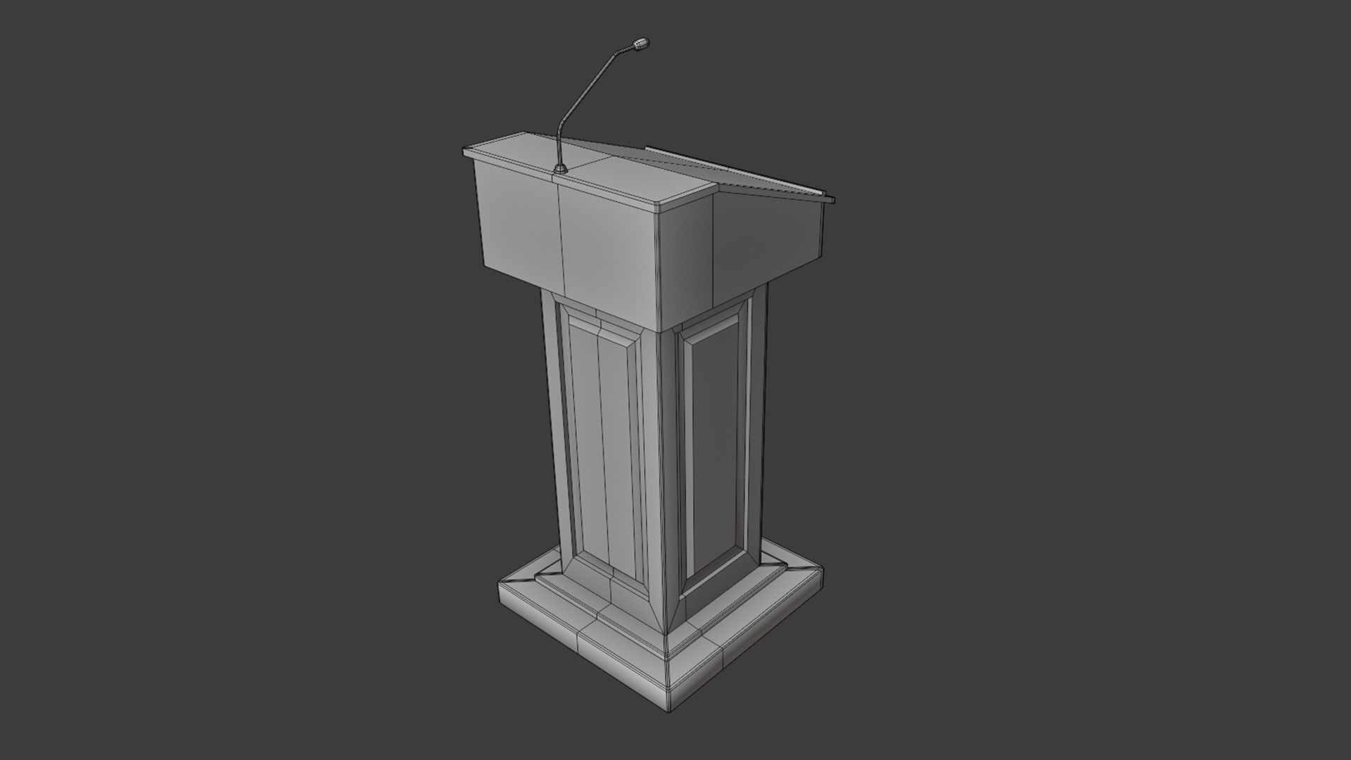 Podium wooden with microphone Low-poly 3D model_6
