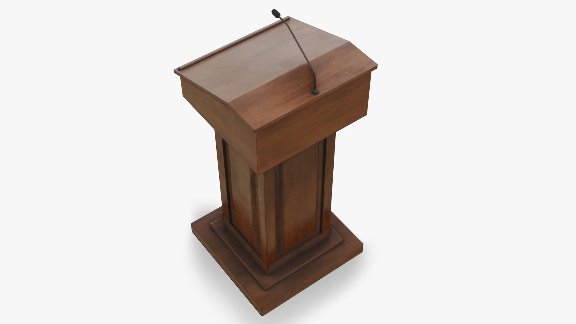 Podium wooden with microphone Low-poly 3D model_3