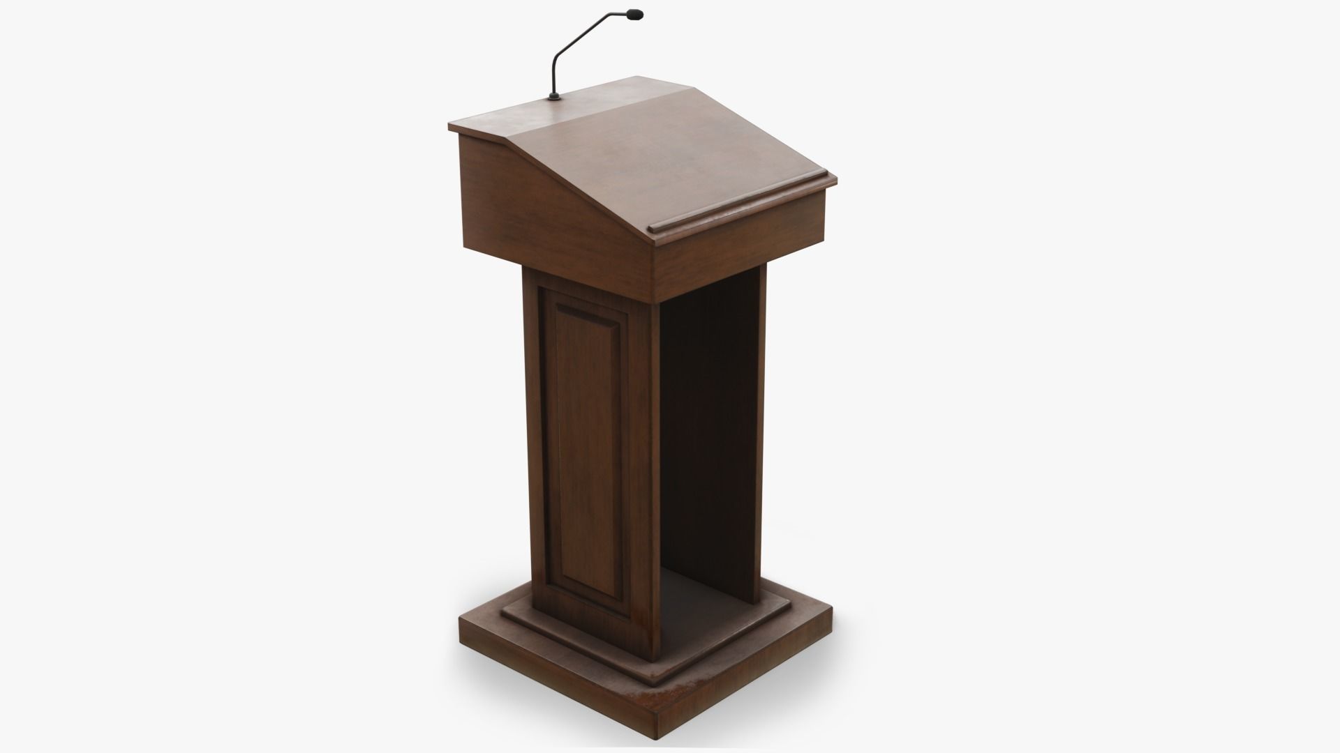 Podium wooden with microphone Low-poly 3D model_1