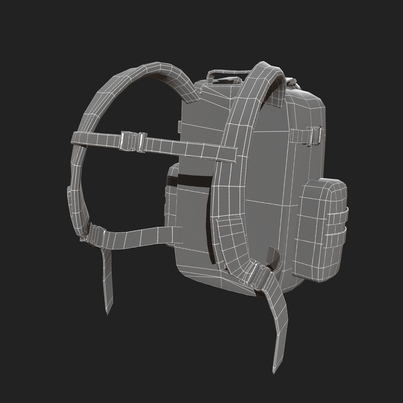 Bagpack human scifi military Low-poly 3D model_7