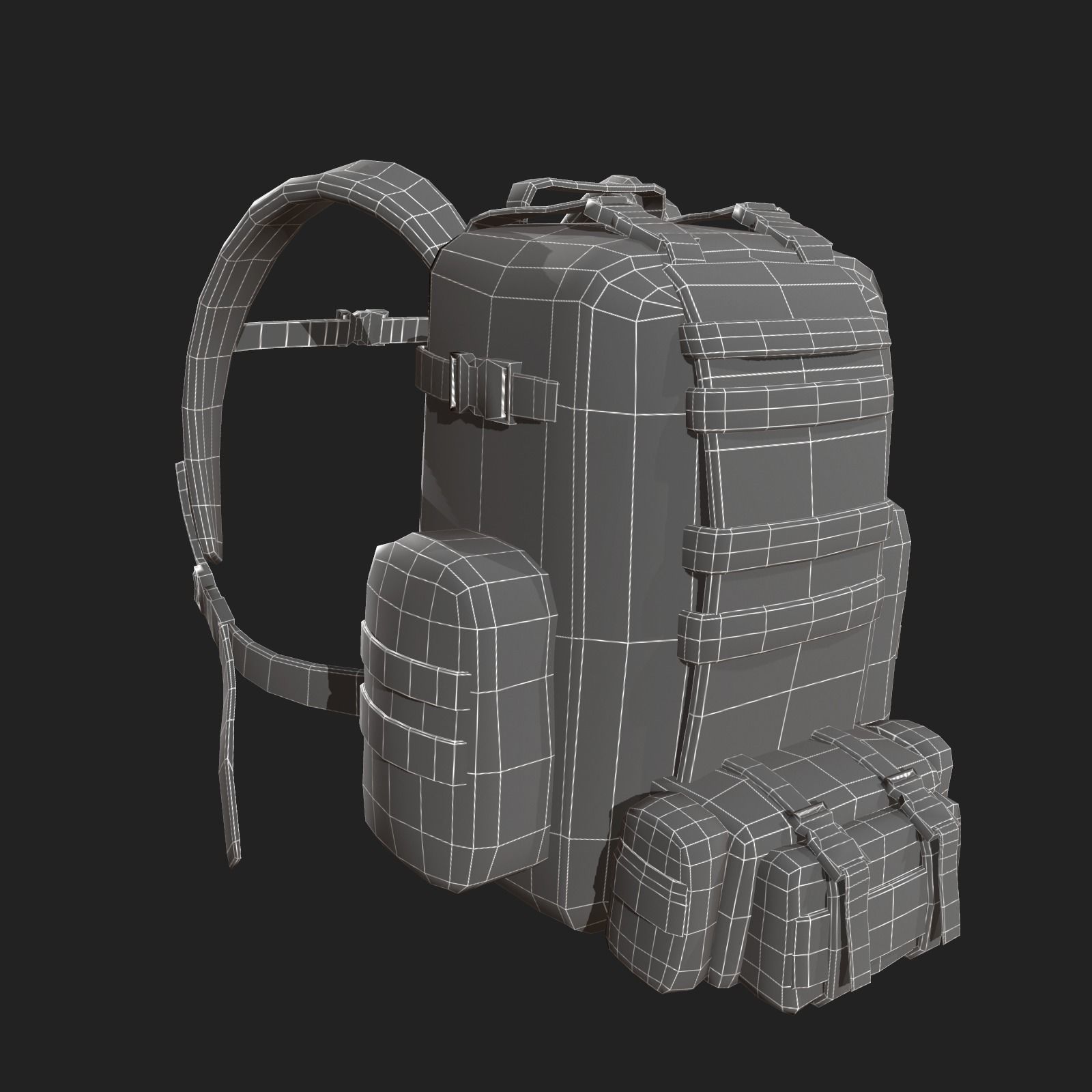 Bagpack human scifi military Low-poly 3D model_8