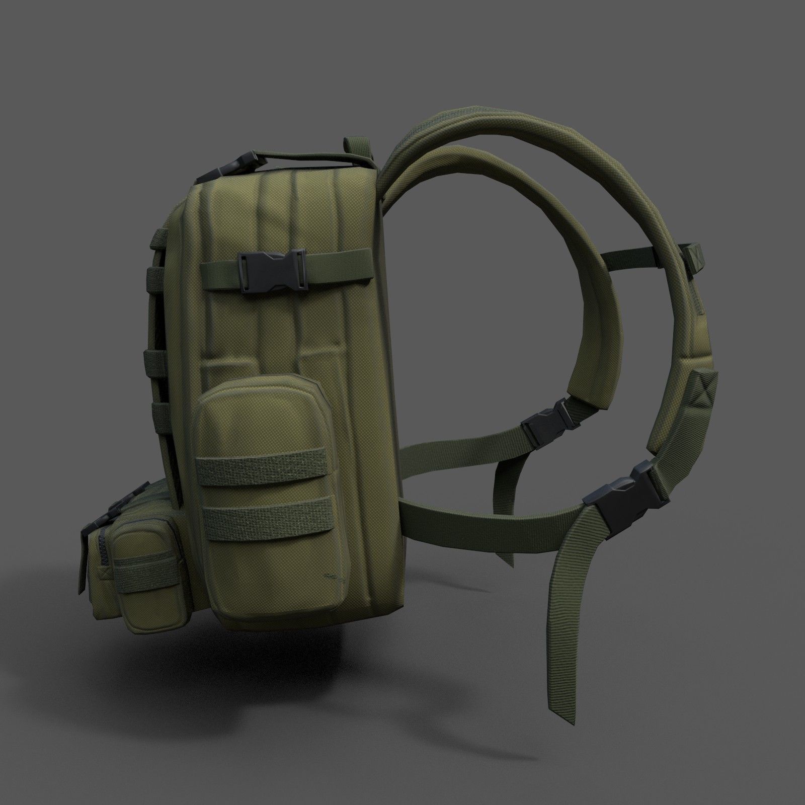 Bagpack human scifi military Low-poly 3D model_4