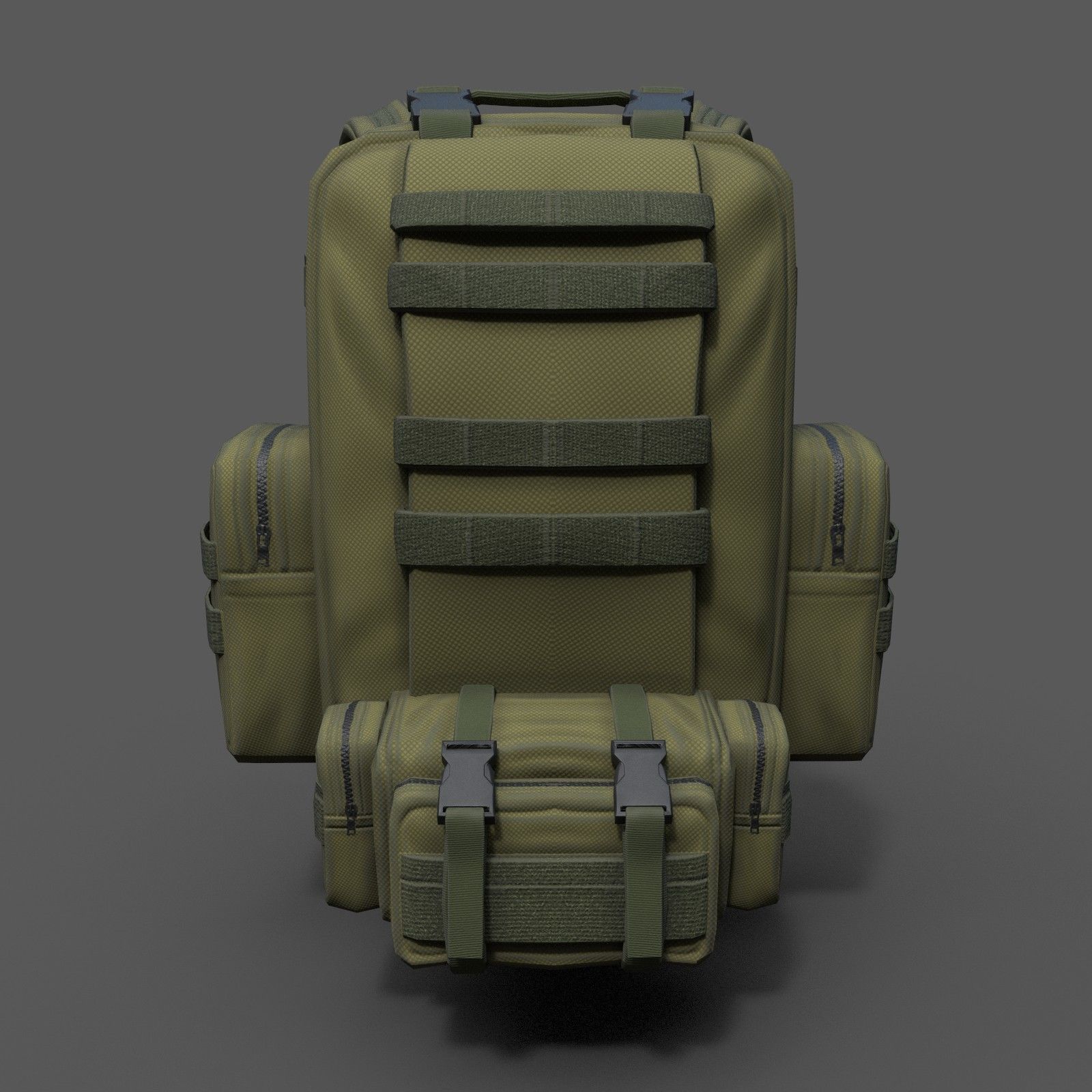 Bagpack human scifi military Low-poly 3D model_1