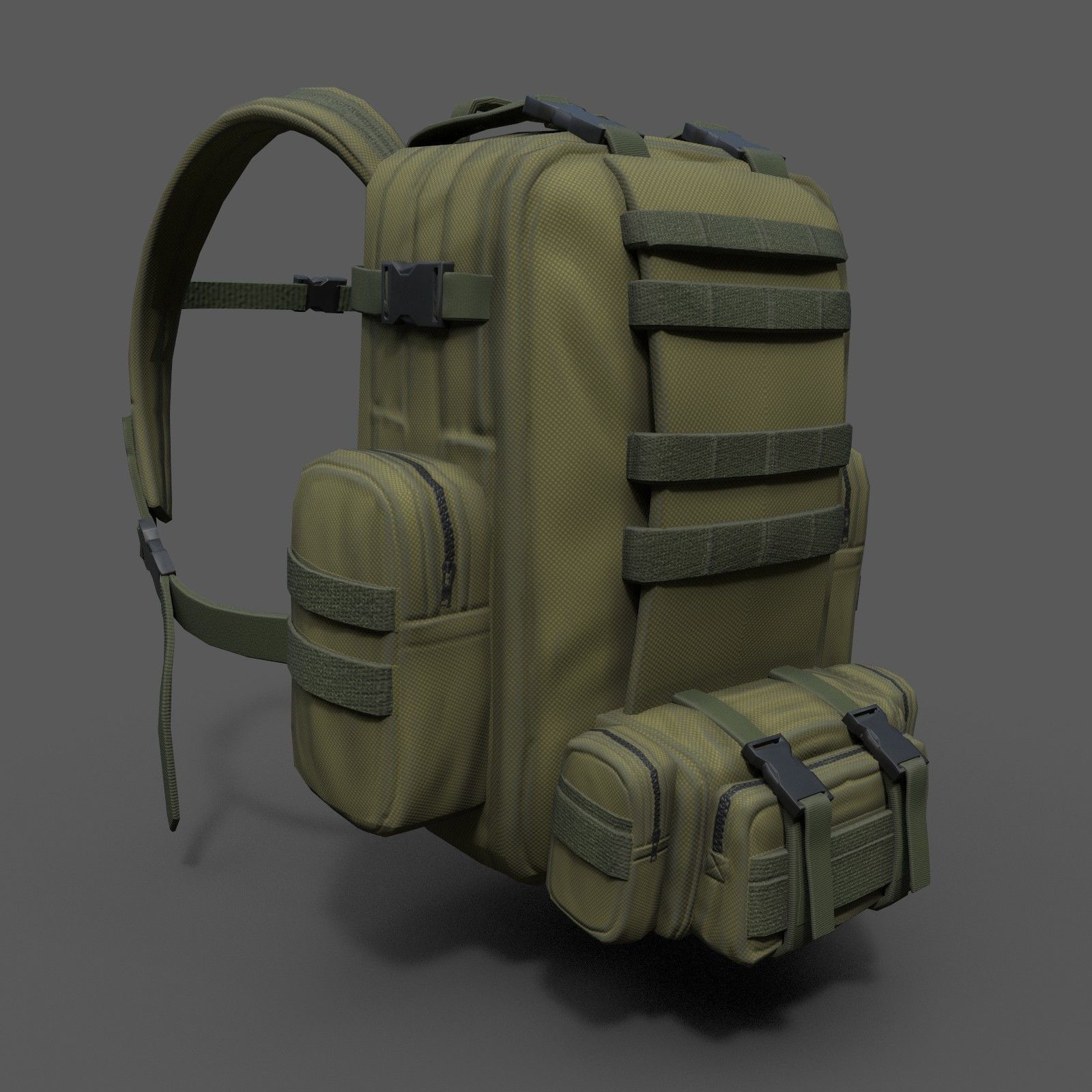 Bagpack human scifi military Low-poly 3D model_2