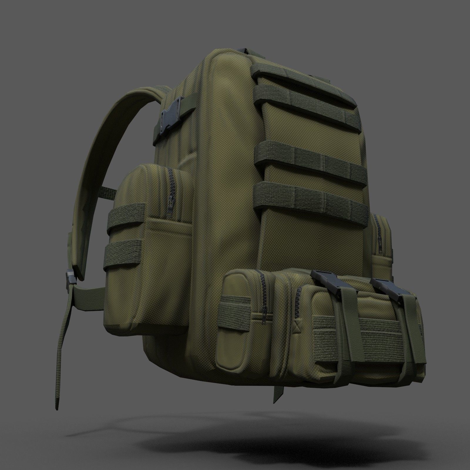 Bagpack human scifi military Low-poly 3D model_6