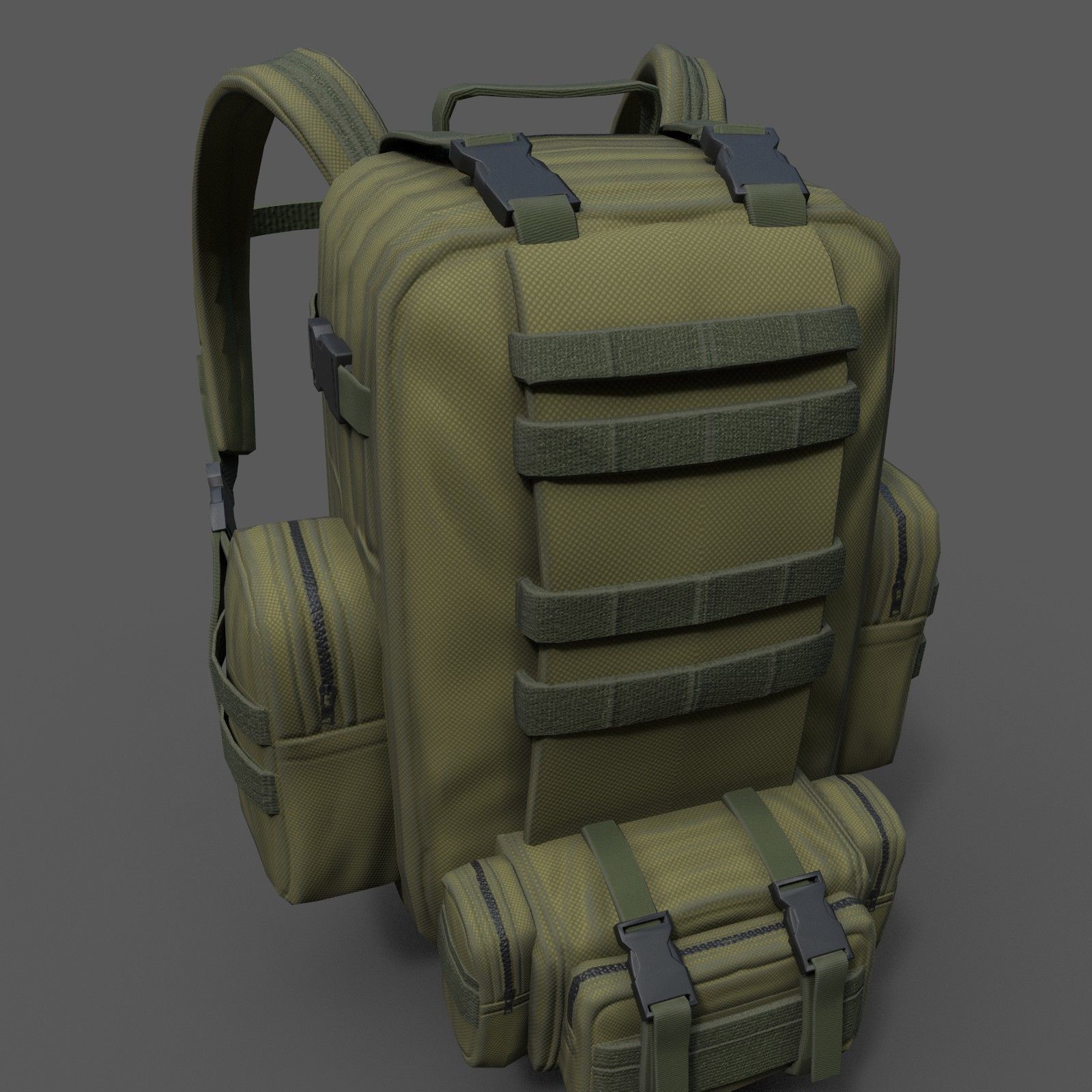 Bagpack human scifi military Low-poly 3D model_5