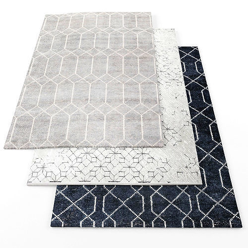 Rugs-461 three rugs with geometric patterns Low-poly 3D model