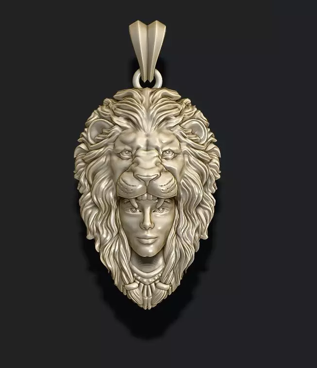 Girl lion pendant 3D print model