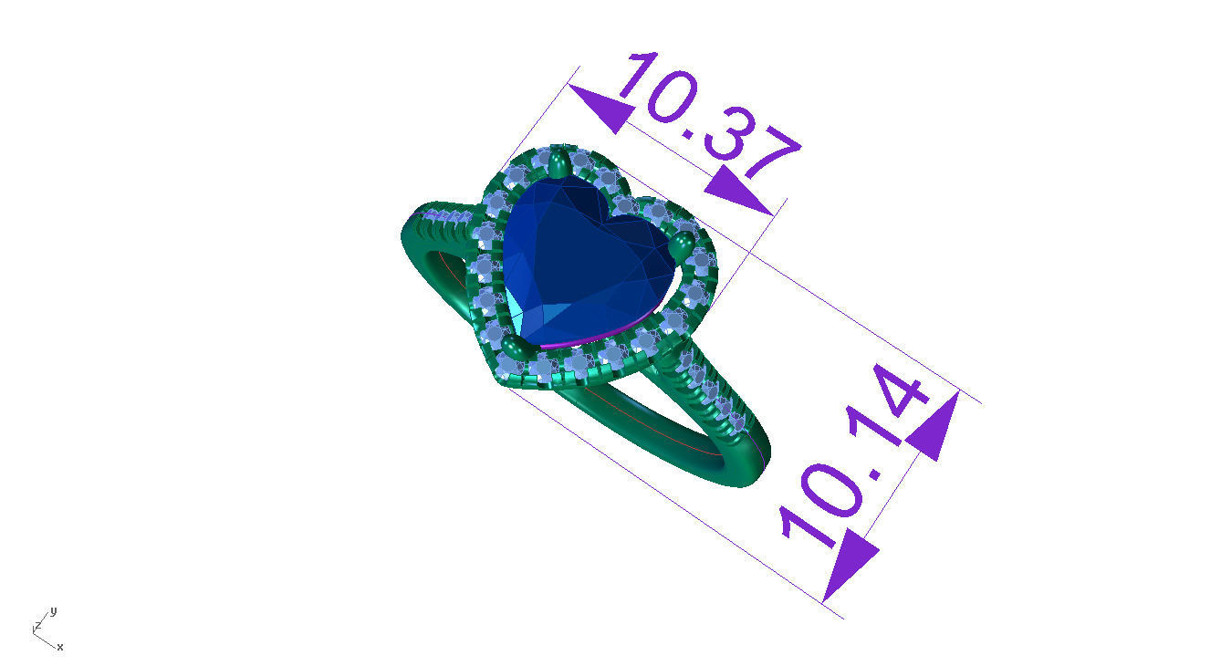HS R030 engagement ring gemstone diamond heart halo 3D print model_4