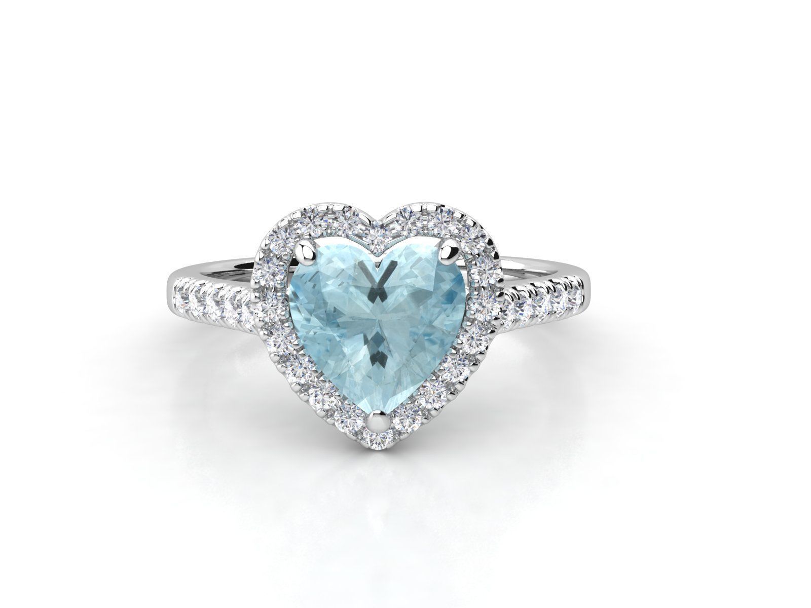 HS R030 engagement ring gemstone diamond heart halo 3D print model_1