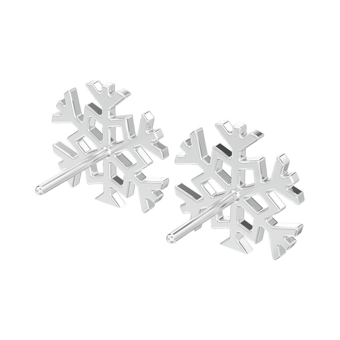 Snowflake new year Christmas earrings 3D print model_2