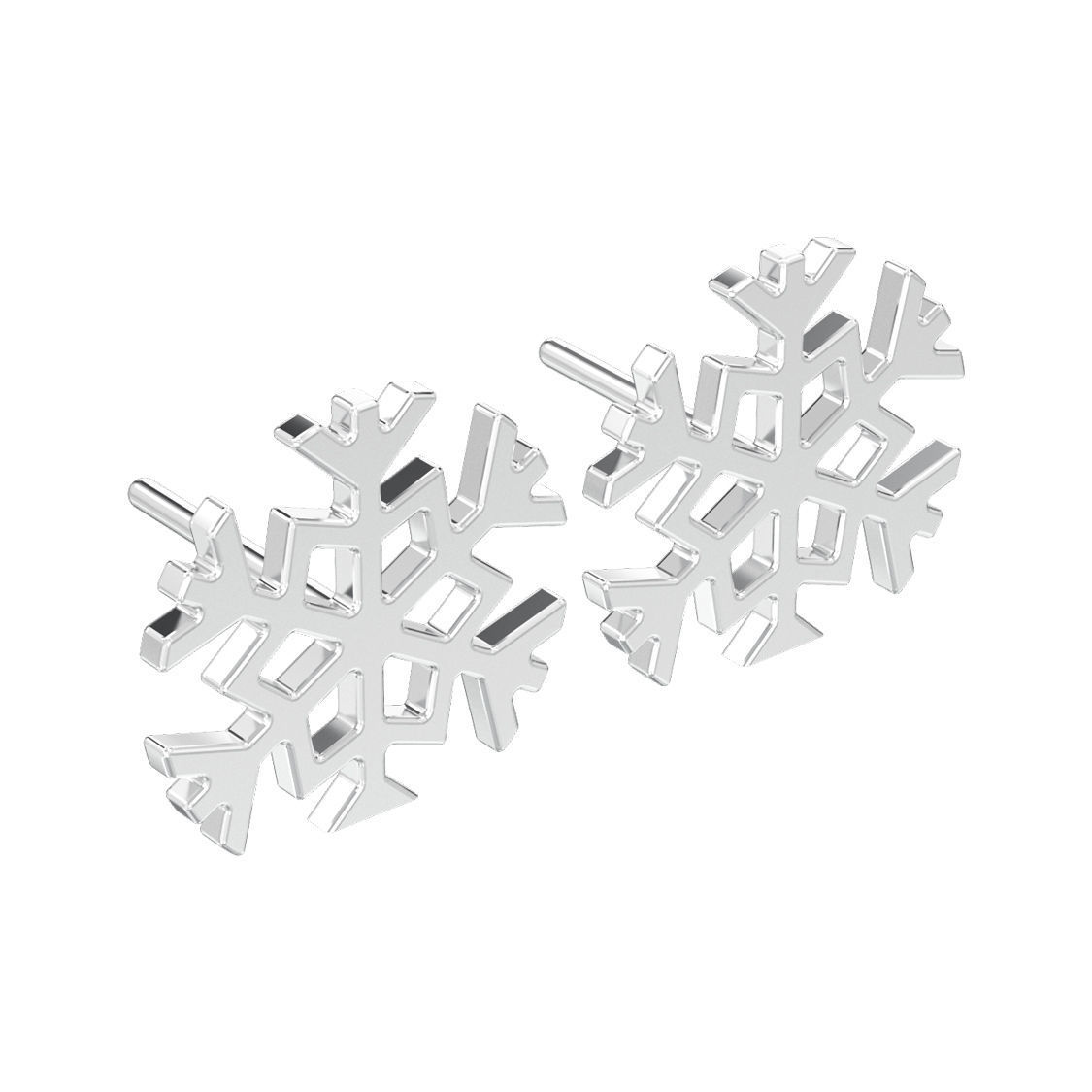 Snowflake new year Christmas earrings 3D print model_1