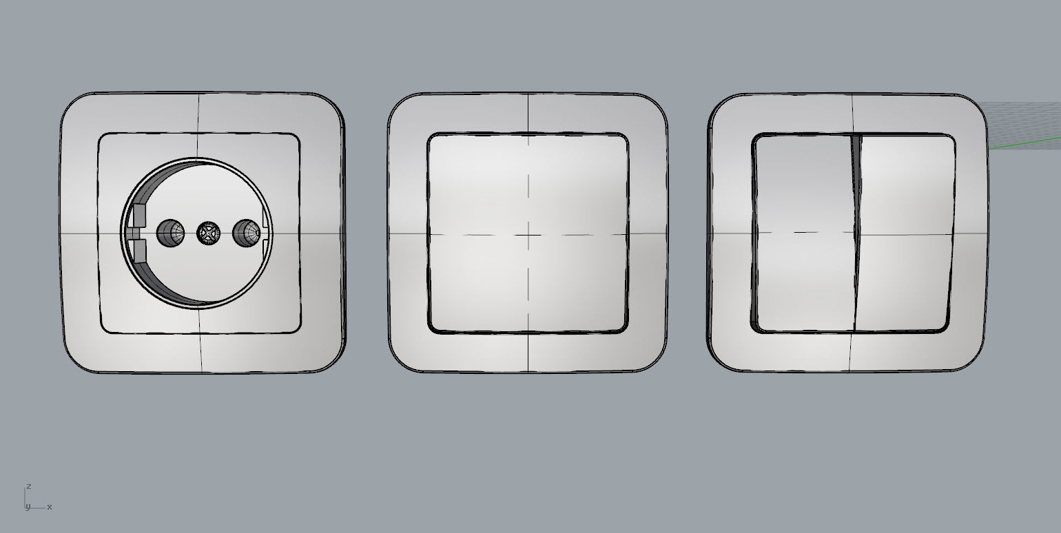 EU wall socket and light switch set 3D model_11