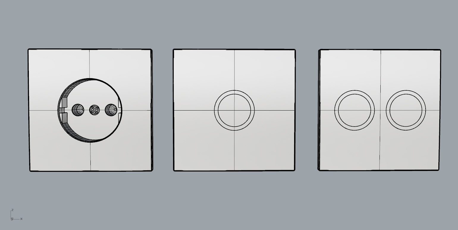 EU wall socket and light switch set 3D model_9