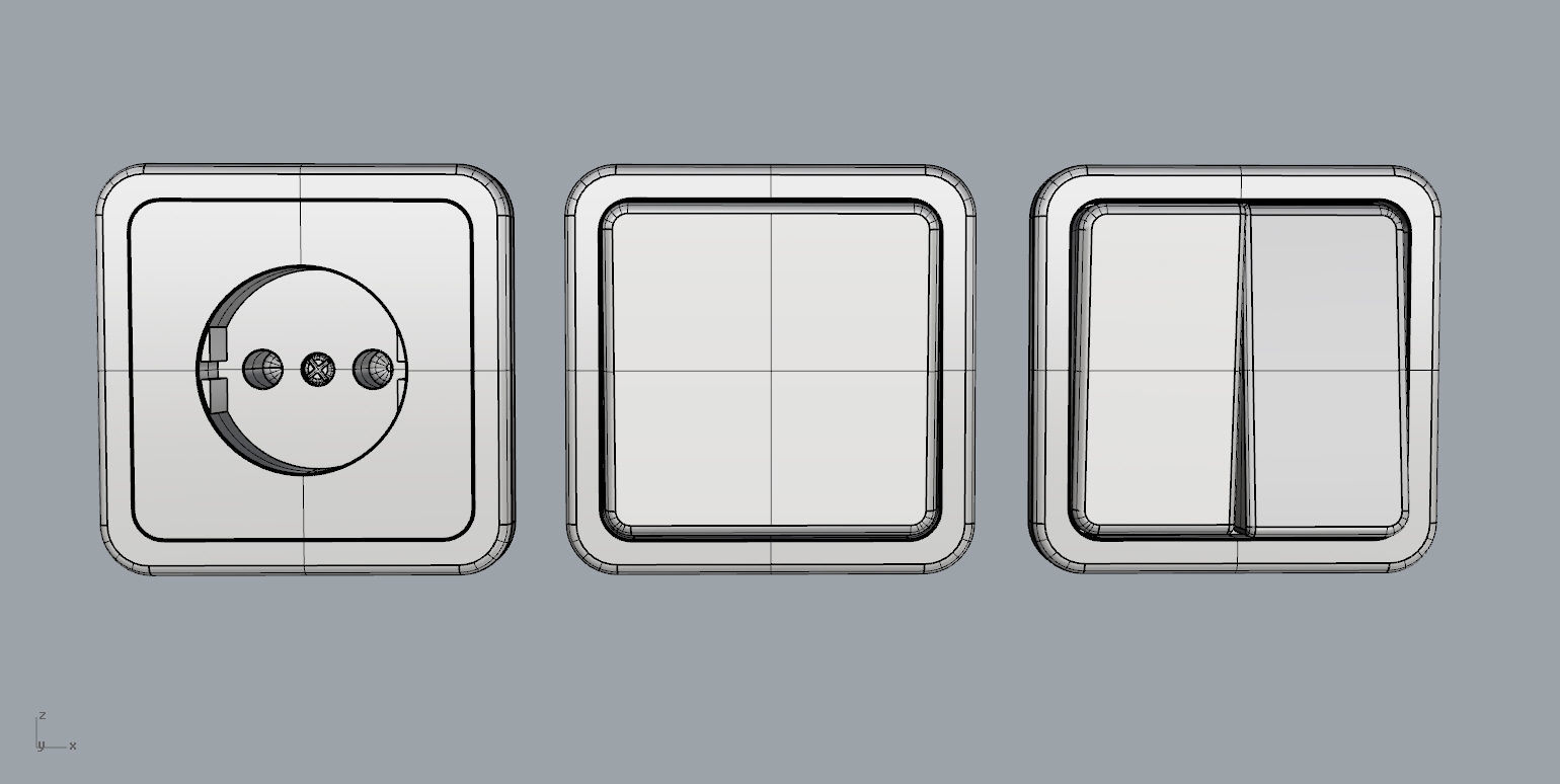EU wall socket and light switch set 3D model_12