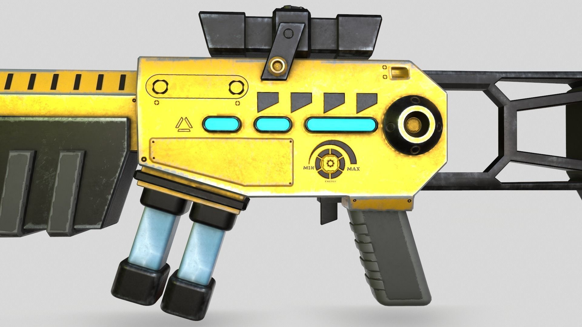 Sci-fi gun Low-poly 3D model_7