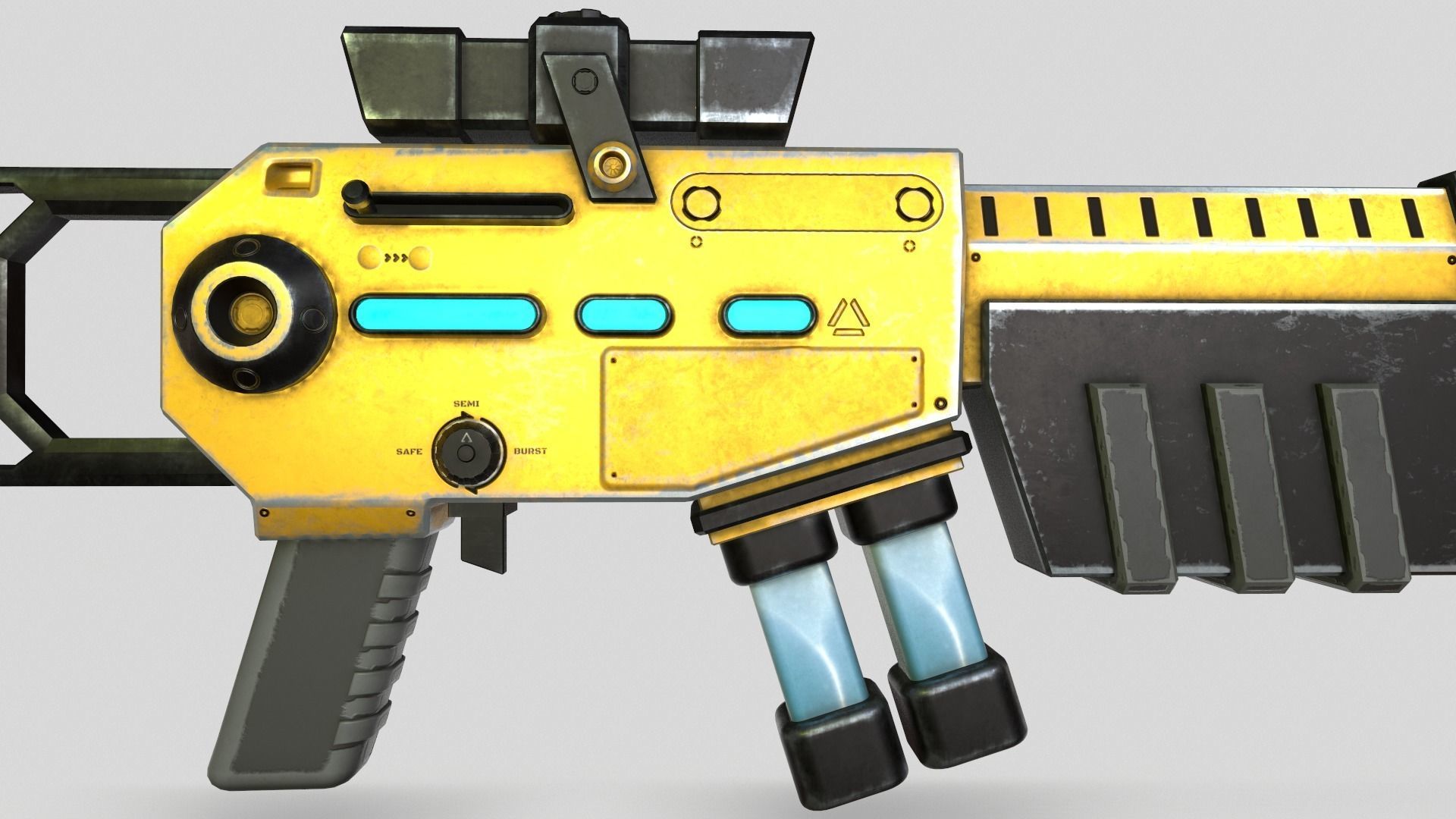 Sci-fi gun Low-poly 3D model_6