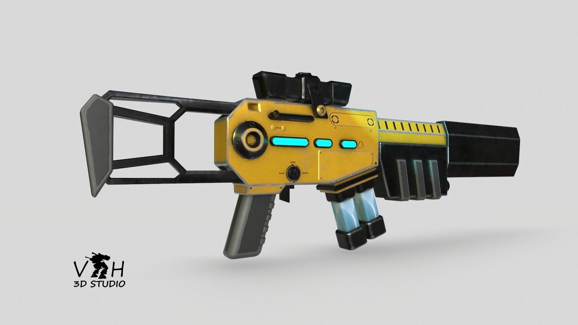 Sci-fi gun Low-poly 3D model_4