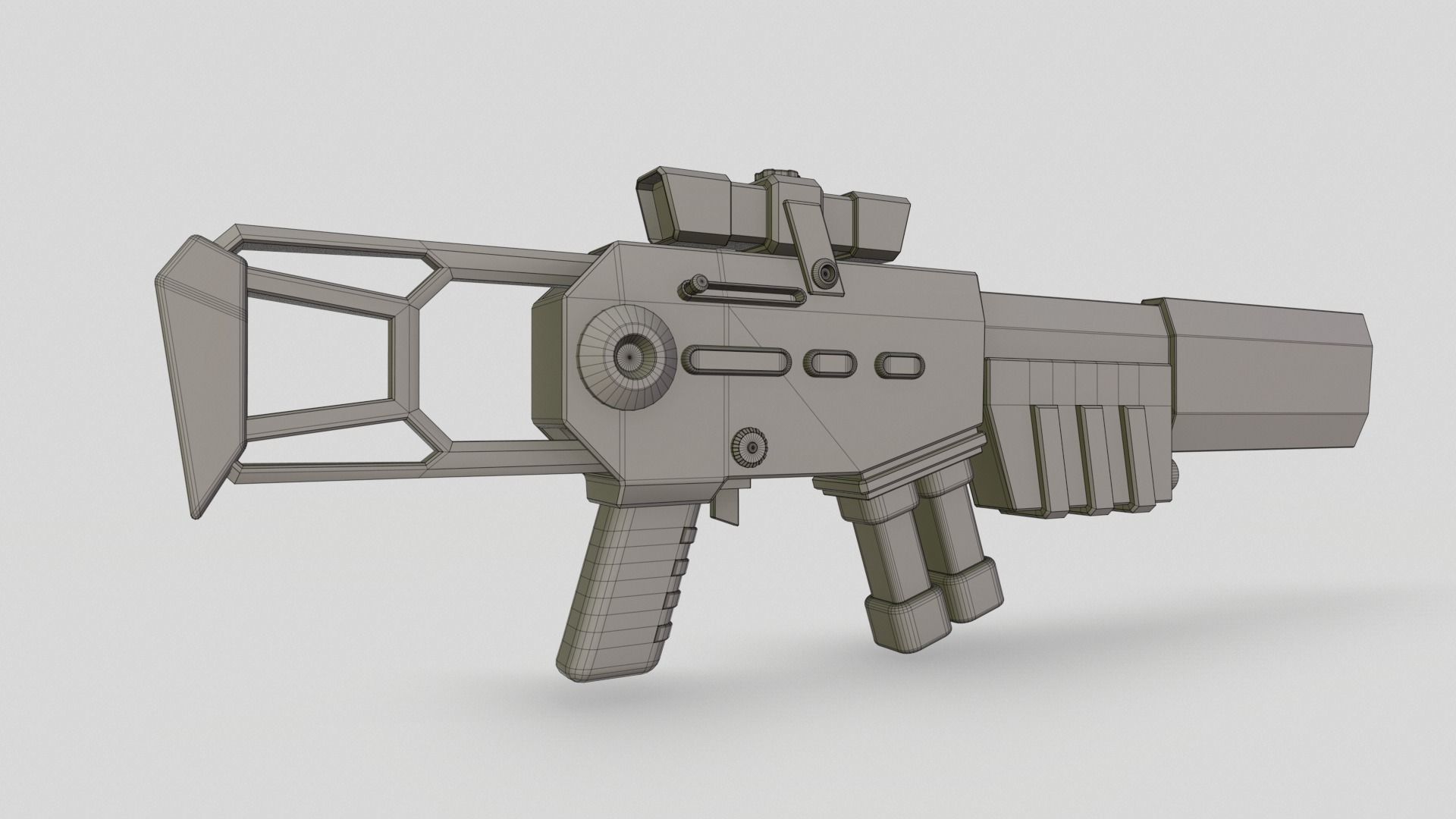Sci-fi gun Low-poly 3D model_10