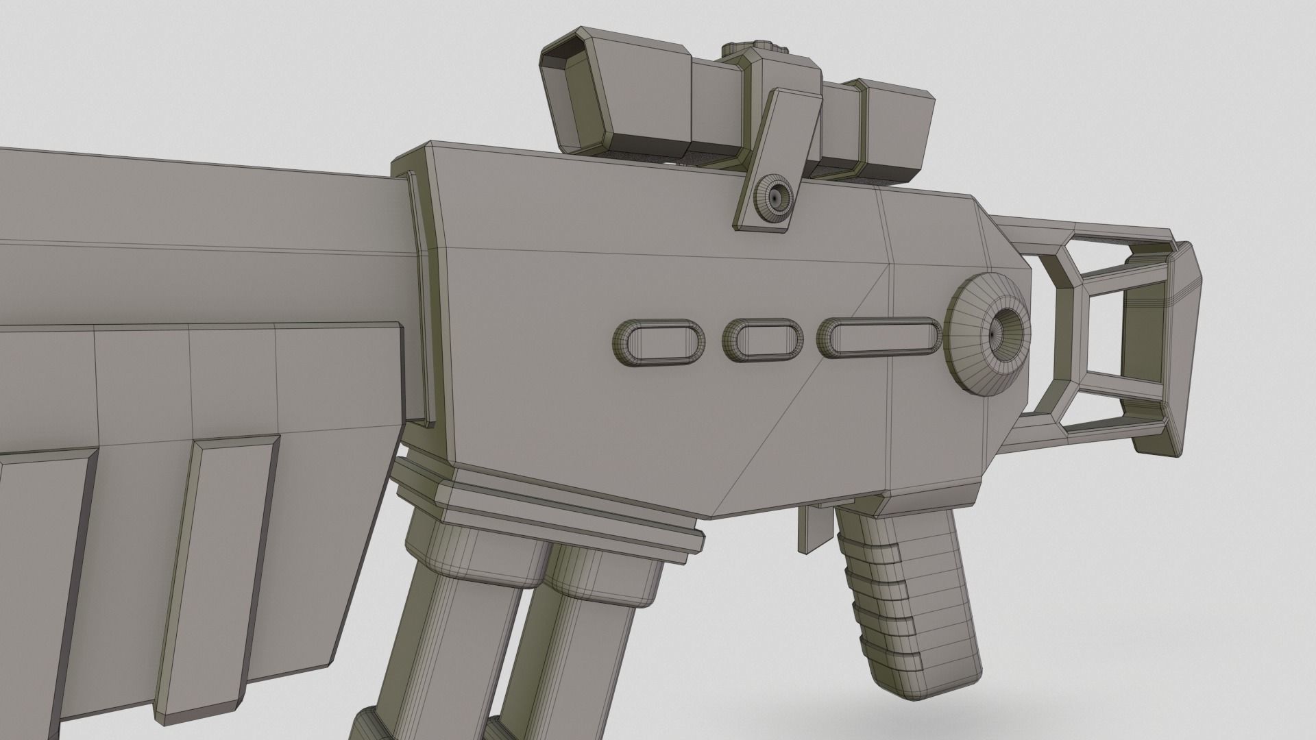 Sci-fi gun Low-poly 3D model_9