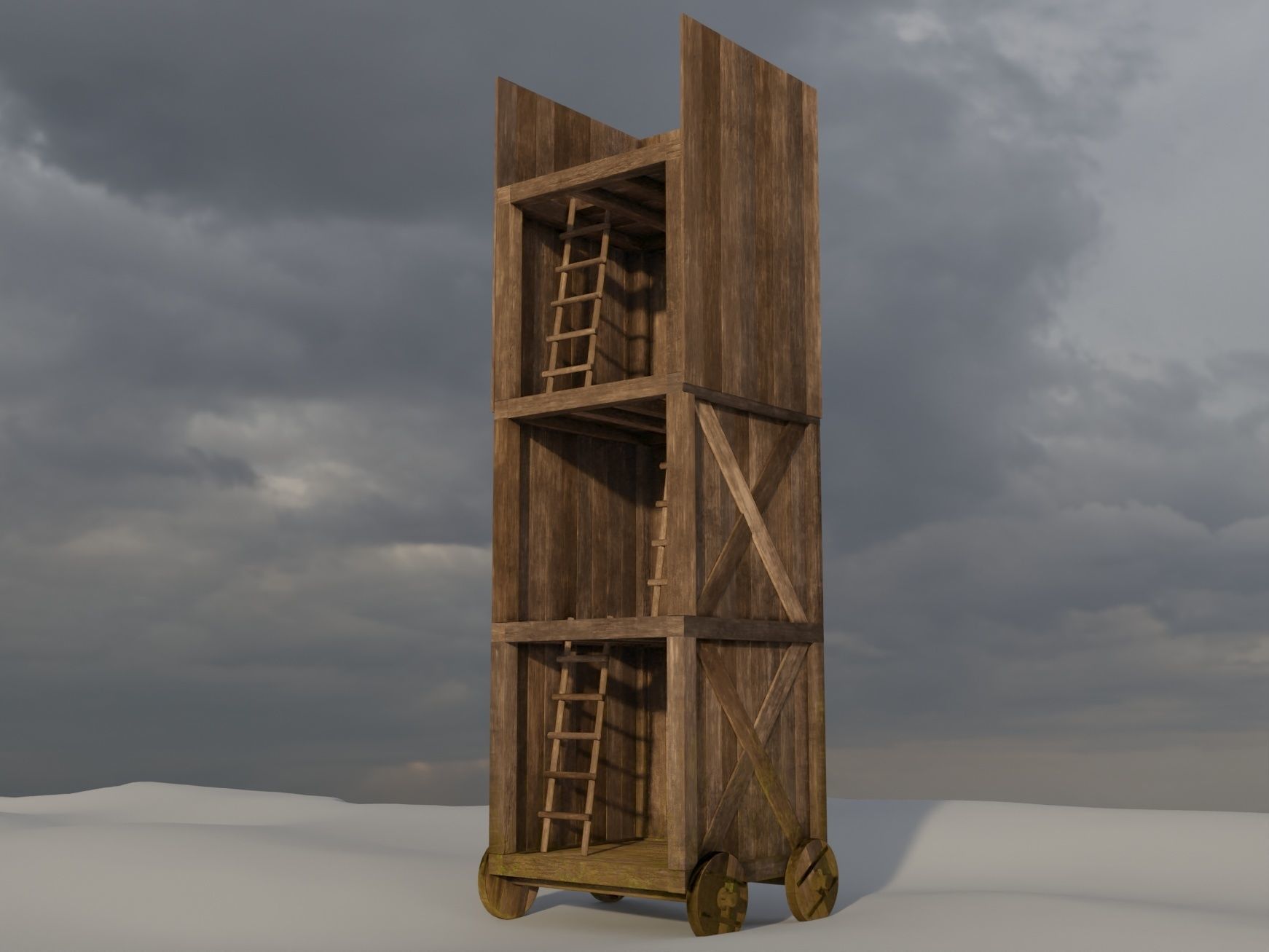 Wood Tower Low-poly 3D model_2