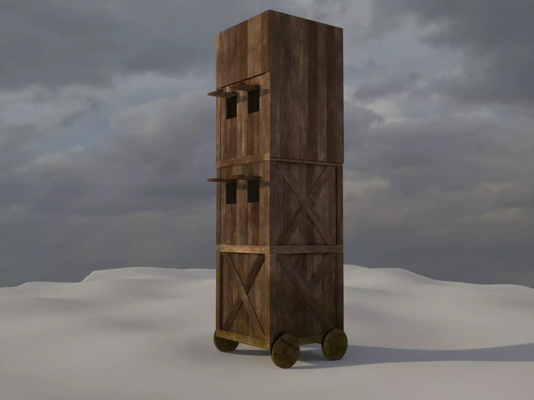 Wood Tower Low-poly 3D model_0