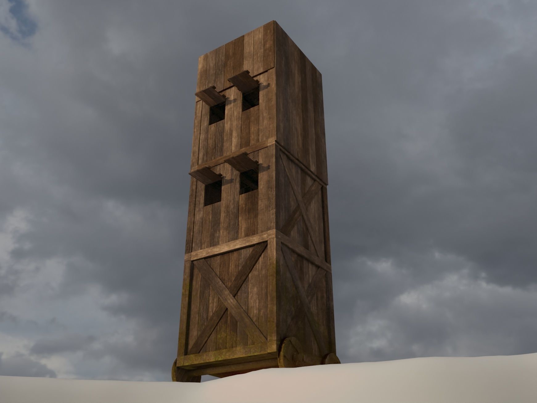 Wood Tower Low-poly 3D model_4