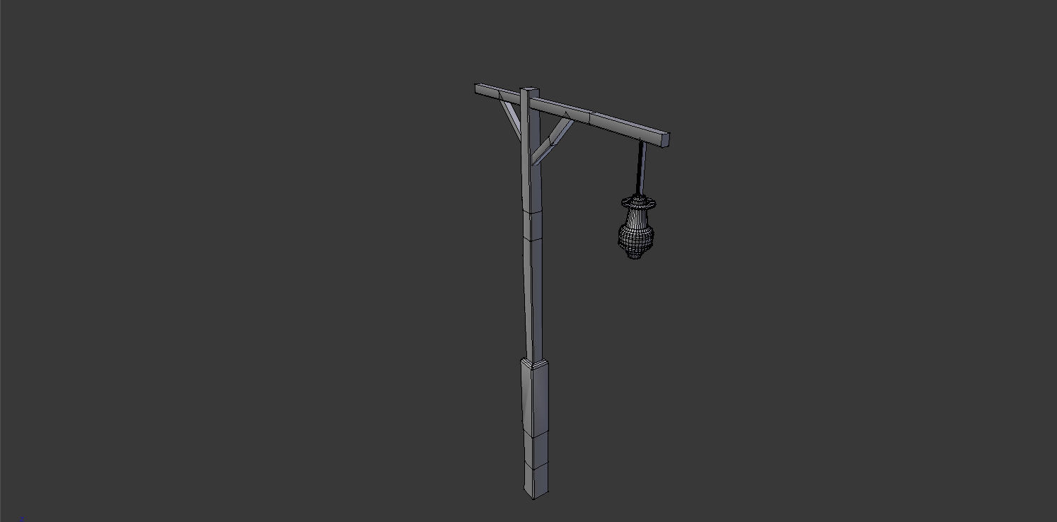 Medieval street lights Low-poly 3D model_3