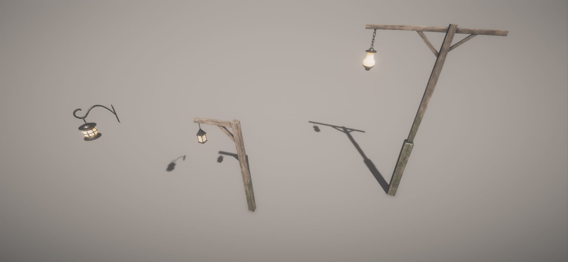 Medieval street lights Low-poly 3D model_1