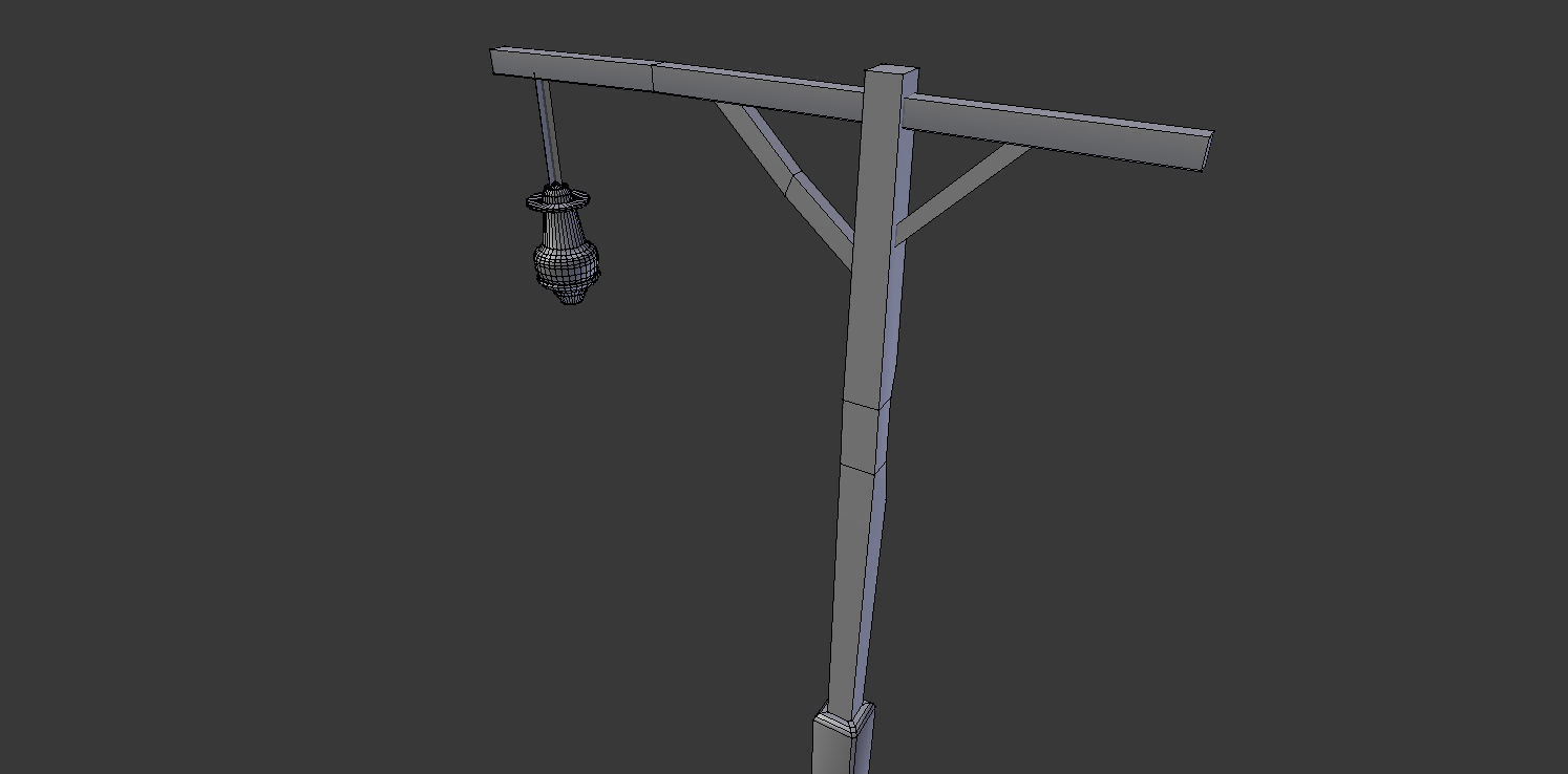 Medieval street lights Low-poly 3D model_2