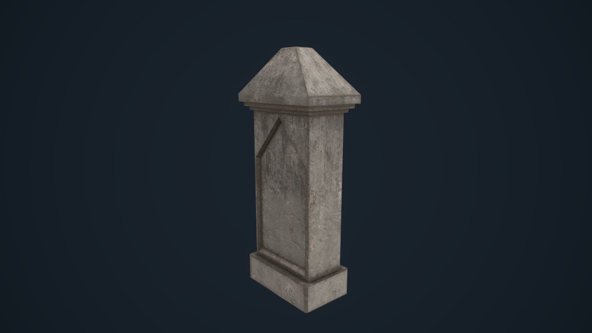 Tombetone stone column Low-poly 3D model_10