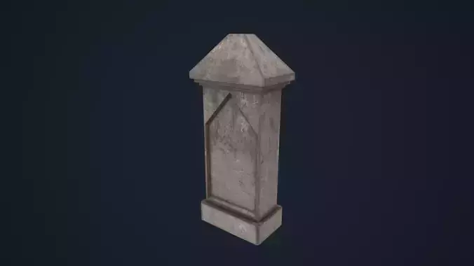 Tombetone stone column Low-poly 3D model