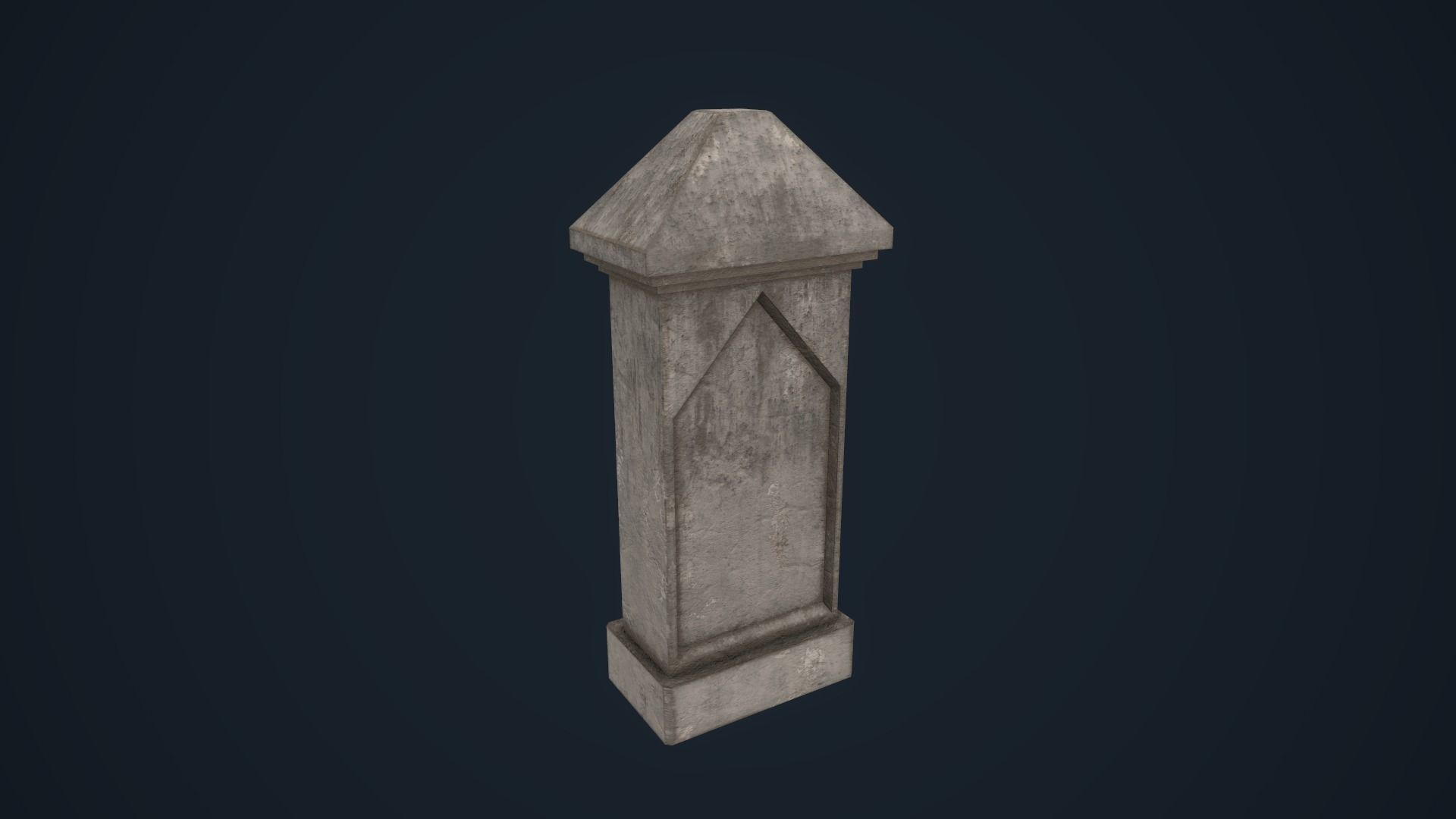 Tombetone stone column Low-poly 3D model_3