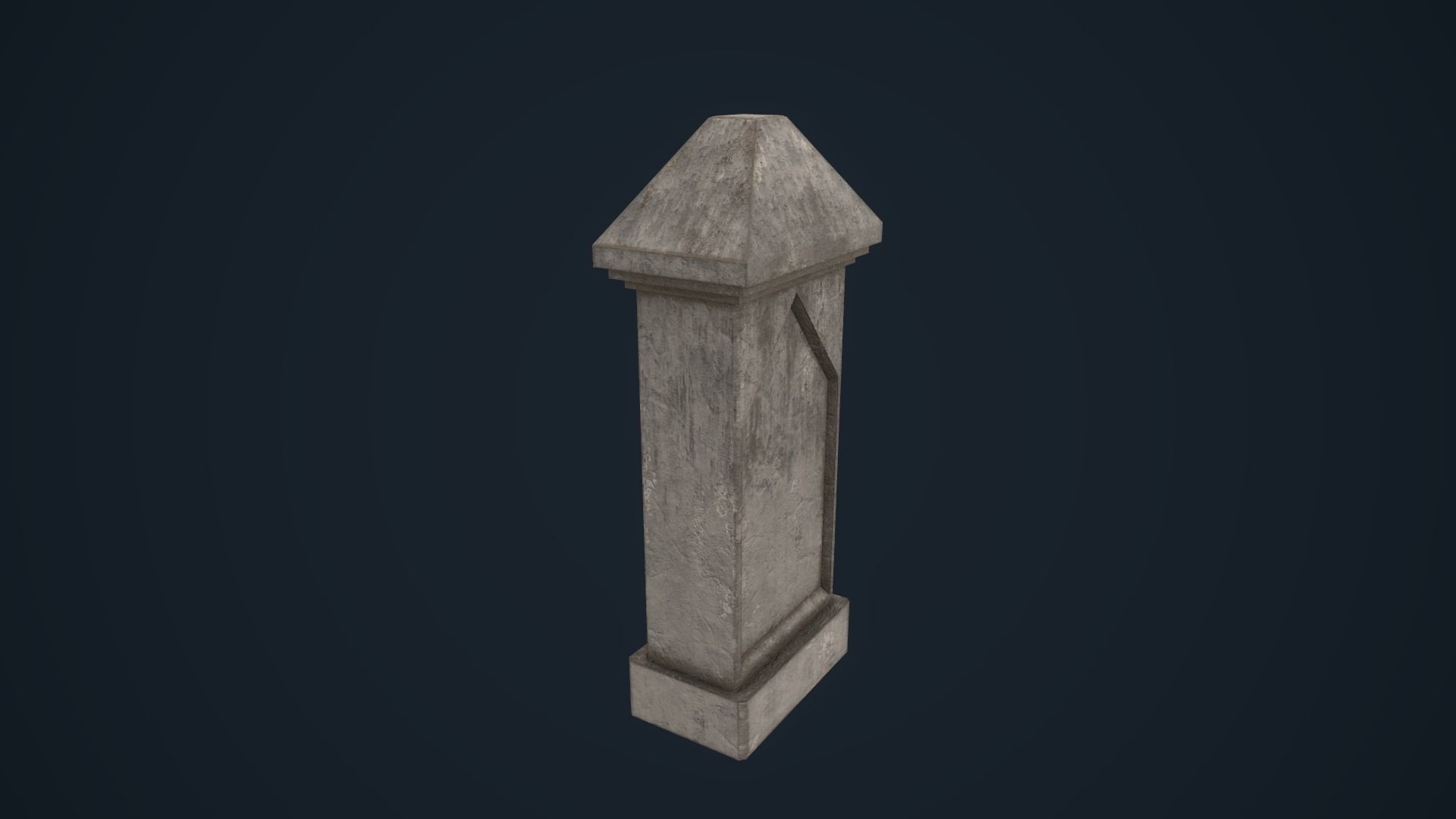 Tombetone stone column Low-poly 3D model_4