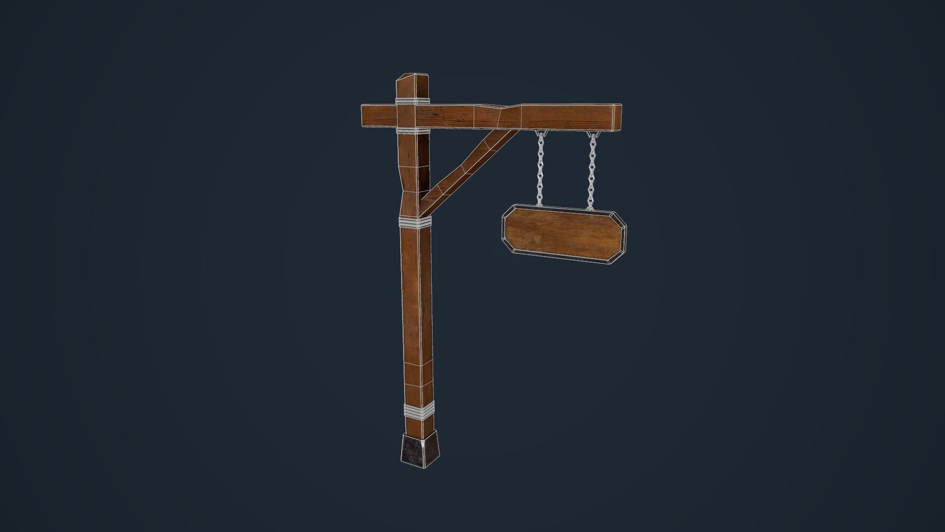 Medieval sign Low-poly 3D model_13