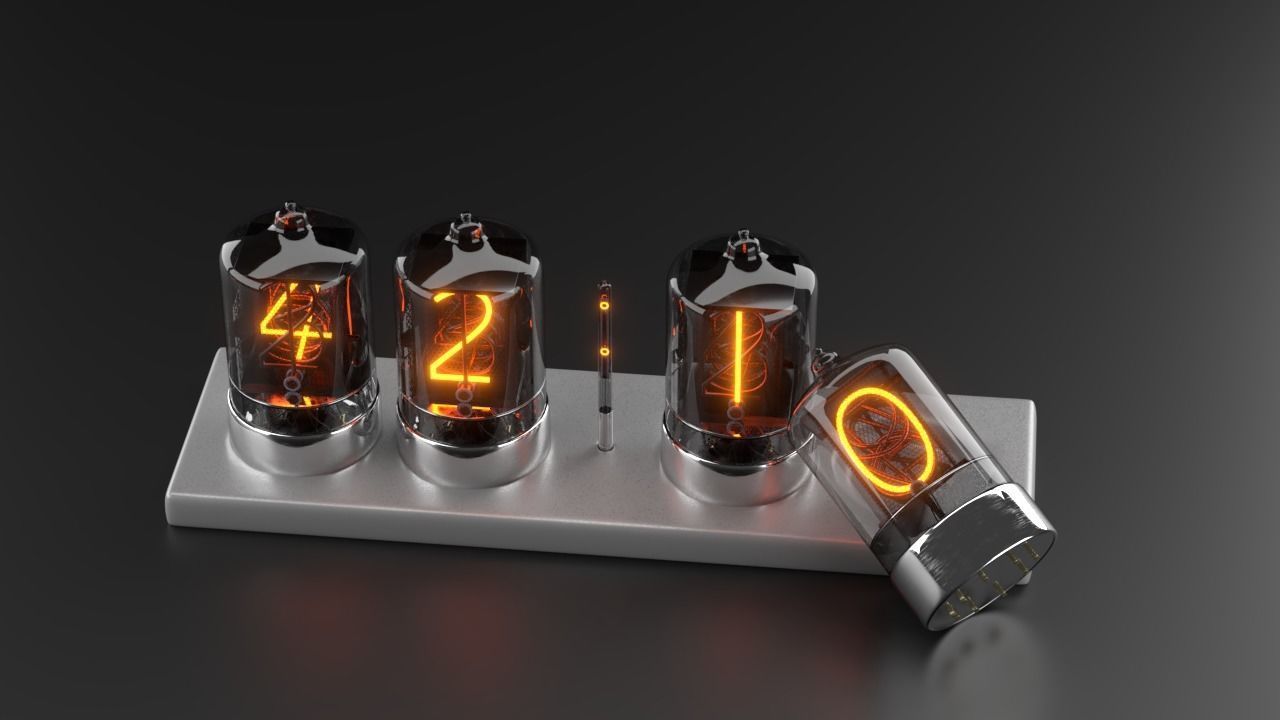 Nixie Tubes Clock 3D model_2