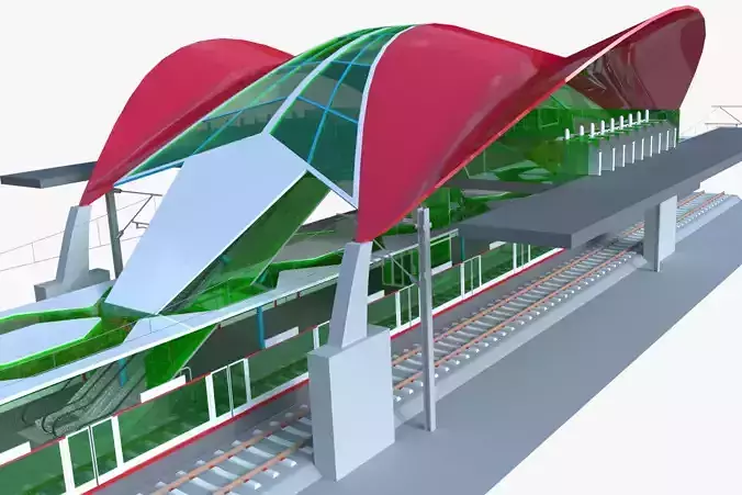 Railway station 3D model