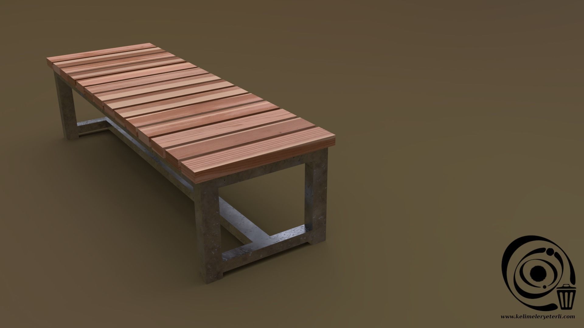 Bench 07 Low-poly 3D model_1